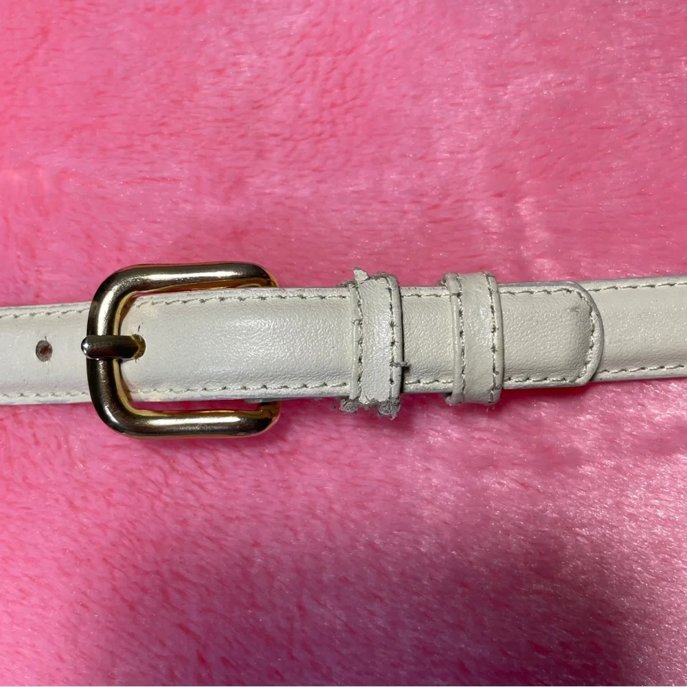 Vintage Skinny‎ White Leather Belt